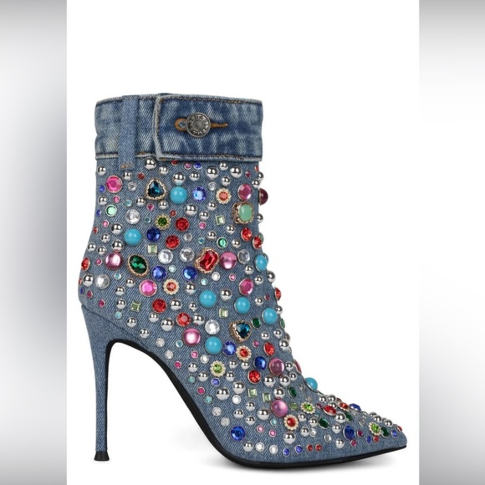 Jeffrey Campbell Blue Embellished Ankle Boots